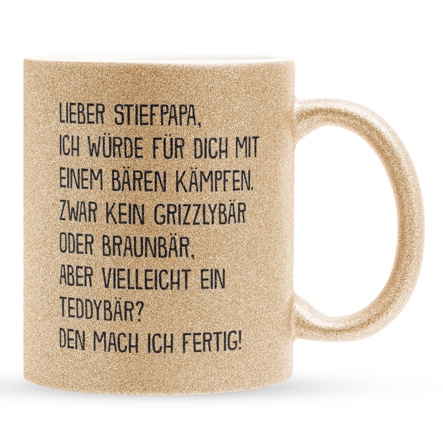 22Feels® Stiefvater Geschenk - Glitzertasse mit Spruch (Gold, 320ml)-Glitzertasse Gold 320ml-22Feels