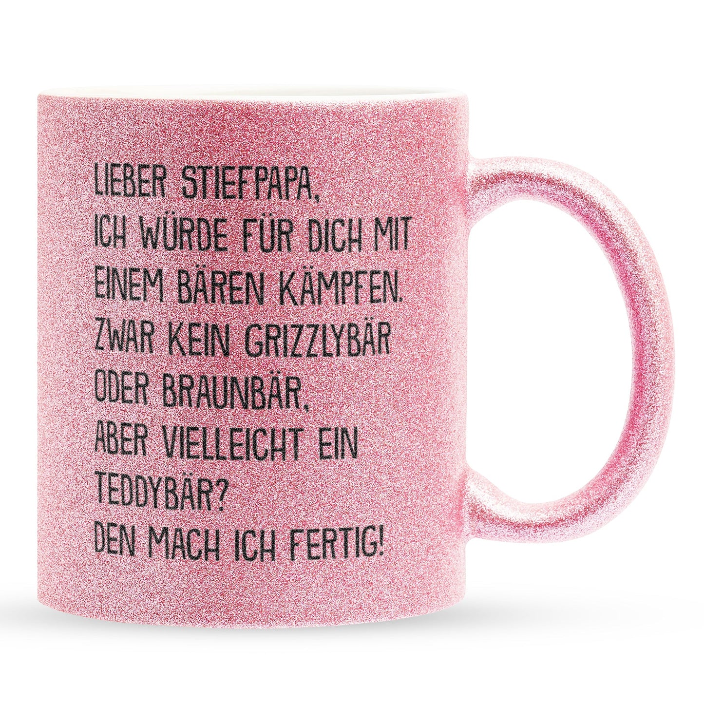22Feels® Stiefvater Geschenk - Glitzertasse mit Spruch (Pink, 320ml)-Glitzertasse Pink 320ml-22Feels