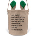 22Feels® Stiefpapa Stiefvater Osterkorb mit Henkel Ostergeschenk Tragetasche Ostern Deko Osternest Körbchen Hasenohren (Beige/Grün)-Ostern Tragetasche-22Feels