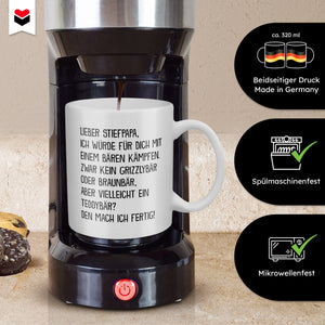 22Feels® Geschenk für Stiefpapas - Tasse mit Spruch: Mit Bären Kämpfen (Weiss, 320ml)-Weisse Tasse 320ml-22Feels