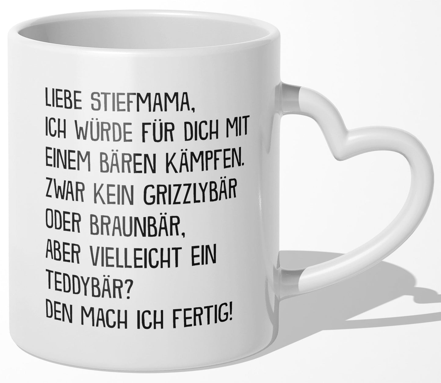 22Feels® Stiefmutter Geschenk - Tasse mit Spruch (Herzhenkel, Weiss, 320ml)-Tasse Weiss Herzhenkel 320ml-22Feels