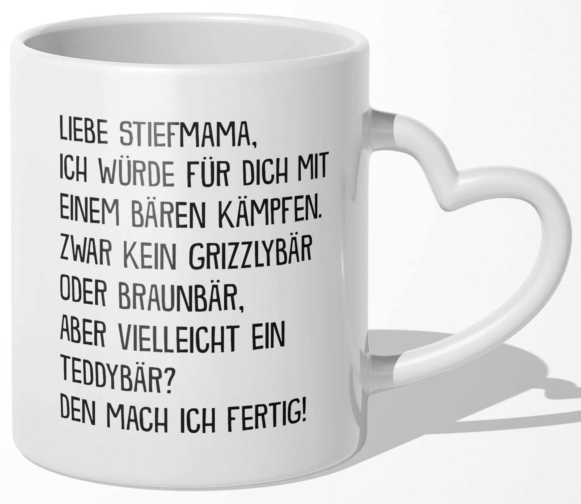 22Feels® Stiefmutter Geschenk - Tasse mit Spruch (Herzhenkel, Weiss, 320ml)-Tasse Weiss Herzhenkel 320ml-22Feels