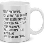 22Feels® Geschenk für Stiefmamas - Tasse mit Spruch: Mit Bären Kämpfen (Weiss, 320ml)-Weisse Tasse 320ml-22Feels