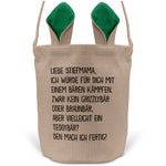 22Feels® Stiefmama Stiefmutter Osterkorb mit Henkel Ostergeschenk Tragetasche Ostern Deko Osternest Körbchen Hasenohren (Beige/Grün)-Ostern Tragetasche-22Feels