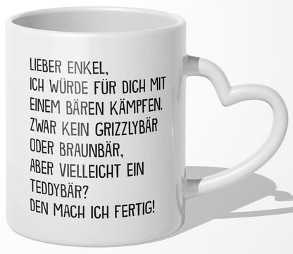 22Feels® Enkel Geschenk von Oma und Opa - Tasse mit Spruch (Herzhenkel, Weiss, 320ml)-Tasse Weiss Herzhenkel 320ml-22Feels