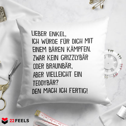 22Feels® Enkel Geschenk - Kissen mit Spruch (Weiss 40x40cm)-Kissen Weiss 40x40-22Feels