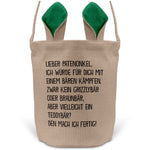 22Feels® Patenonkel Pate Osterkorb mit Henkel Ostergeschenk Tragetasche Ostern Deko Osternest Körbchen Hasenohren (Beige/Grün)-Ostern Tragetasche-22Feels