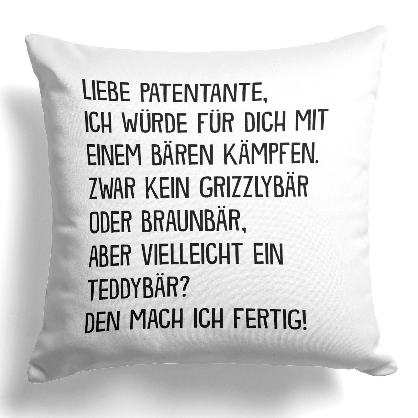 22Feels® Patentante Geschenk - Kissen mit Spruch (Weiss 40x40cm)-Kissen Weiss 40x40-22Feels