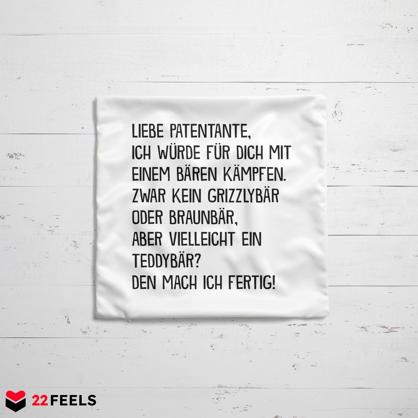 22Feels® Patentante Geschenk - Kissen mit Spruch (Weiss 40x40cm)-Kissen Weiss 40x40-22Feels