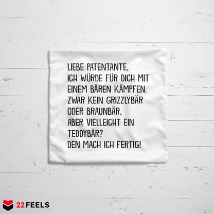22Feels® Patentante Geschenk - Kissen mit Spruch (Weiss 40x40cm)-Kissen Weiss 40x40-22Feels