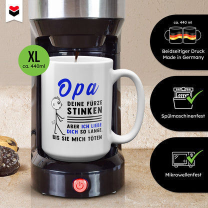 22Feels® Opa Geschenk - XL Tasse mit Spruch (Weiss, 440ml)-Weisse XL Tasse 440ml-22Feels