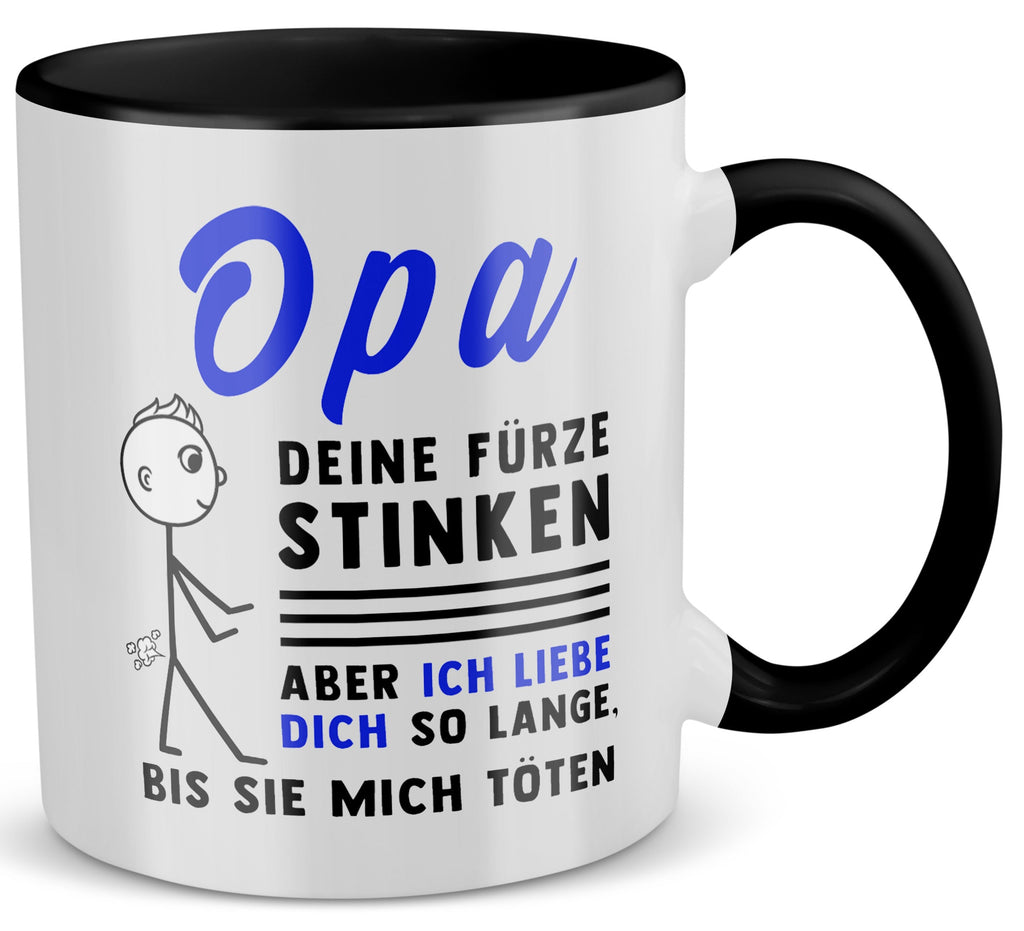 22Feels® Opa Geschenk - Tasse mit Spruch (Weiss-Schwarz, 320ml)-TwoTone Tasse Weiss-Schwarz 320ml-22Feels