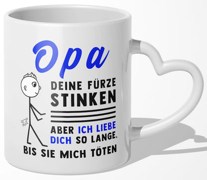 22Feels® Opa Geschenk - Tasse mit Spruch (Herzhenkel, Weiss, 320ml)-Tasse Weiss Herzhenkel 320ml-22Feels
