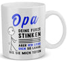 22Feels® ORIGINAL Grossvater Geschenk-Tasse mit Spruch - Opa, Deine Fürze Stinken (Weiss, 320ml)-Weisse Tasse 320ml-22Feels