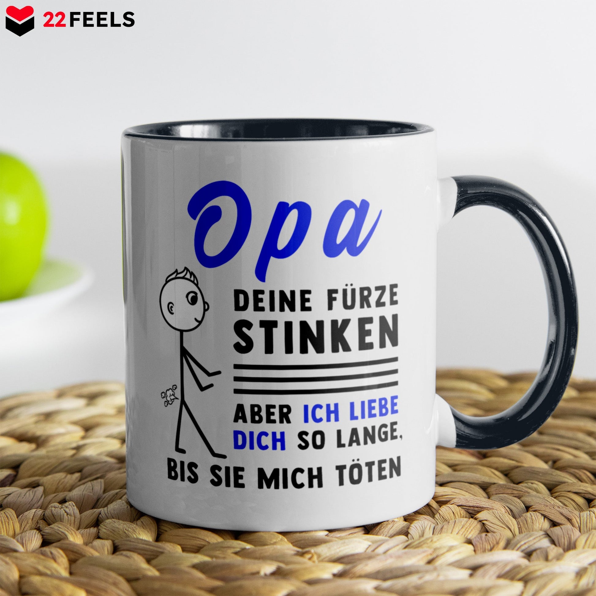 22Feels® Opa Geschenk - Tasse mit Spruch (Weiss-Schwarz, 320ml)-TwoTone Tasse Weiss-Schwarz 320ml-22Feels