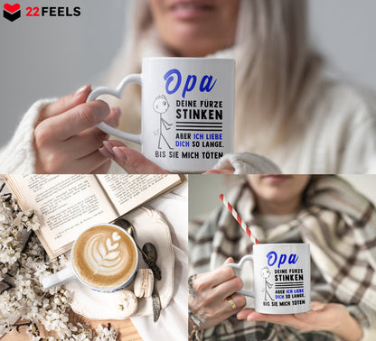 22Feels® Opa Geschenk - Tasse mit Spruch (Herzhenkel, Weiss, 320ml)-Tasse Weiss Herzhenkel 320ml-22Feels