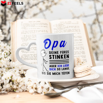 22Feels® Opa Geschenk - Tasse mit Spruch (Herzhenkel, Weiss, 320ml)-Tasse Weiss Herzhenkel 320ml-22Feels