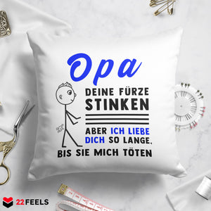 22Feels® Opa Geschenk - Kissen mit Spruch (Weiss 40x40cm)-Kissen Weiss 40x40-22Feels
