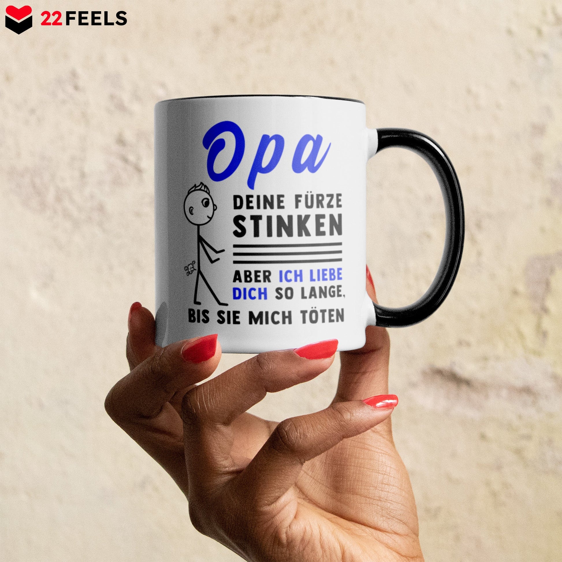 22Feels® Opa Geschenk - Tasse mit Spruch (Weiss-Schwarz, 320ml)-TwoTone Tasse Weiss-Schwarz 320ml-22Feels