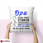 22Feels® Opa Geschenk - Kissen mit Spruch (Weiss 40x40cm)-Kissen Weiss 40x40-22Feels