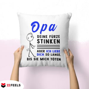 22Feels® Opa Geschenk - Kissen mit Spruch (Weiss 40x40cm)-Kissen Weiss 40x40-22Feels