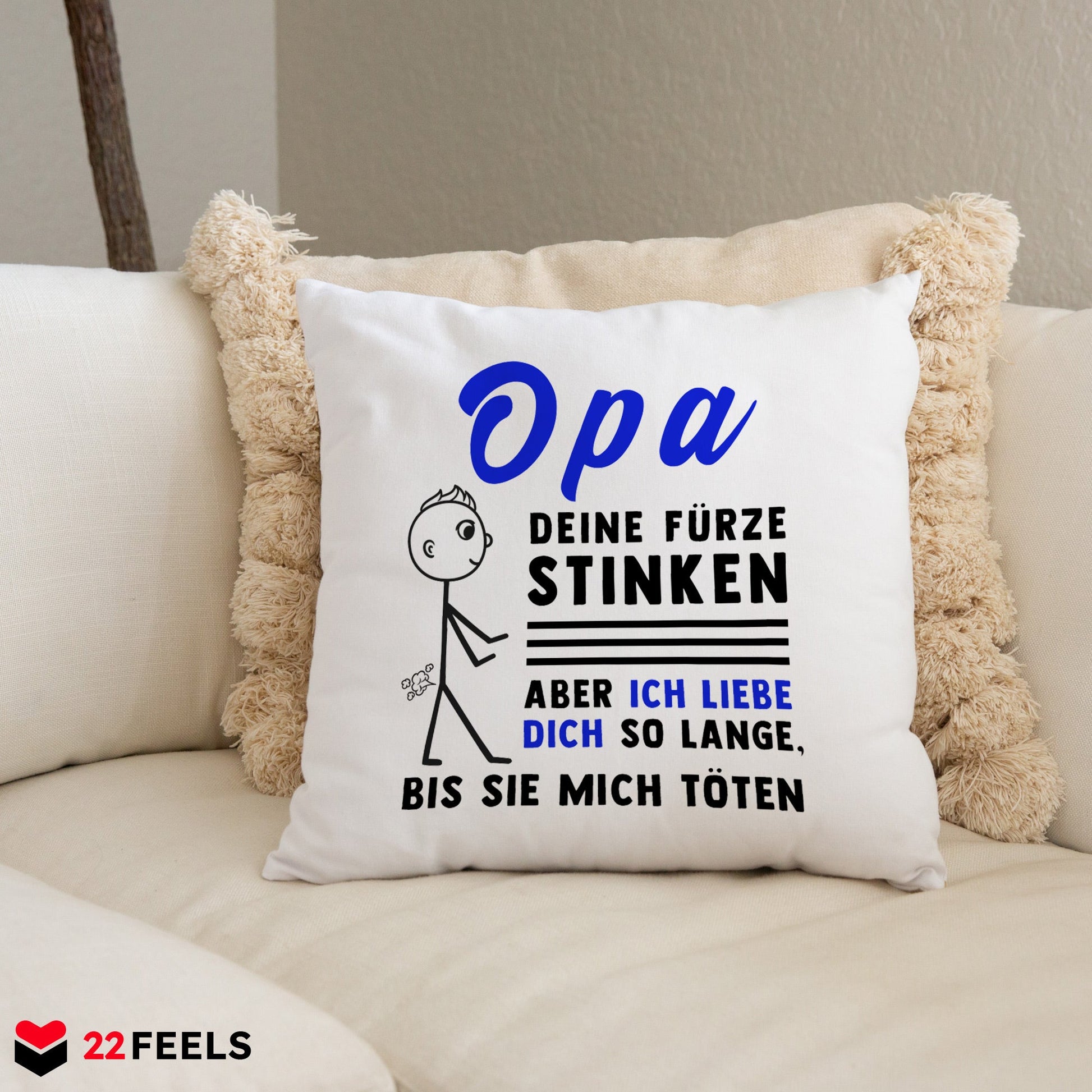 22Feels® Opa Geschenk - Kissen mit Spruch (Weiss 40x40cm)-Kissen Weiss 40x40-22Feels