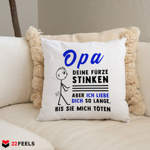 22Feels® Opa Geschenk - Kissen mit Spruch (Weiss 40x40cm)-Kissen Weiss 40x40-22Feels