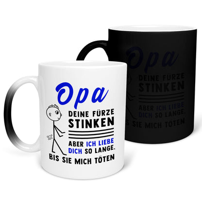 22Feels® Opa Geschenk - Zaubertasse mit Spruch (Matt-Schwarz und Weiss, 320ml)-Farbwechsel Tasse Matt 320ml-22Feels