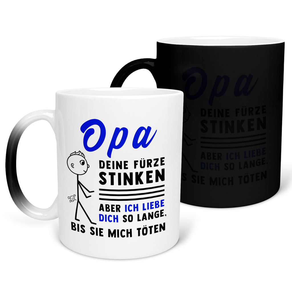 22Feels® Opa Geschenk - Zaubertasse mit Spruch (Matt-Schwarz und Weiss, 320ml)-Farbwechsel Tasse Matt 320ml-22Feels