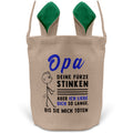 22Feels® Opa Grossvater Osterkorb mit Henkel Ostergeschenk Tragetasche Ostern Deko Osternest Körbchen Hasenohren (Beige/Grün)-Ostern Tragetasche-22Feels
