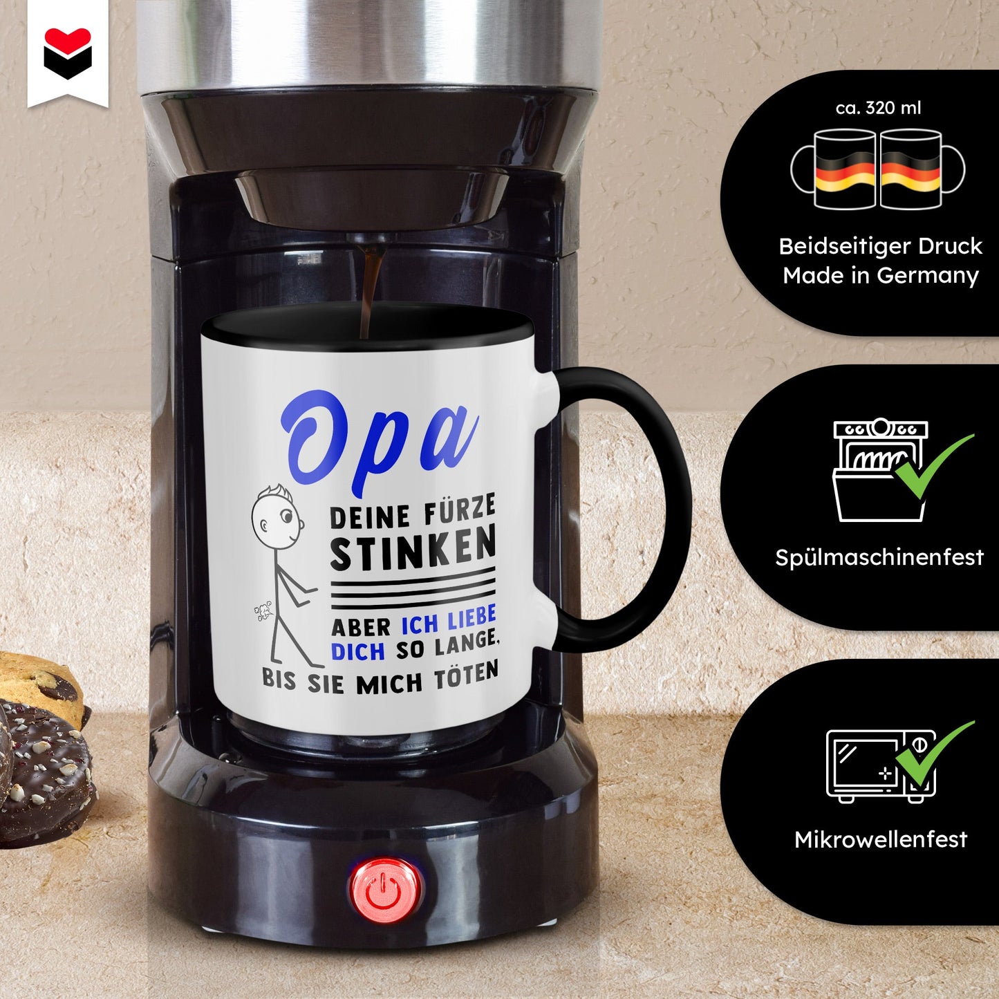 22Feels® Opa Geschenk - Tasse mit Spruch (Weiss-Schwarz, 320ml)-TwoTone Tasse Weiss-Schwarz 320ml-22Feels