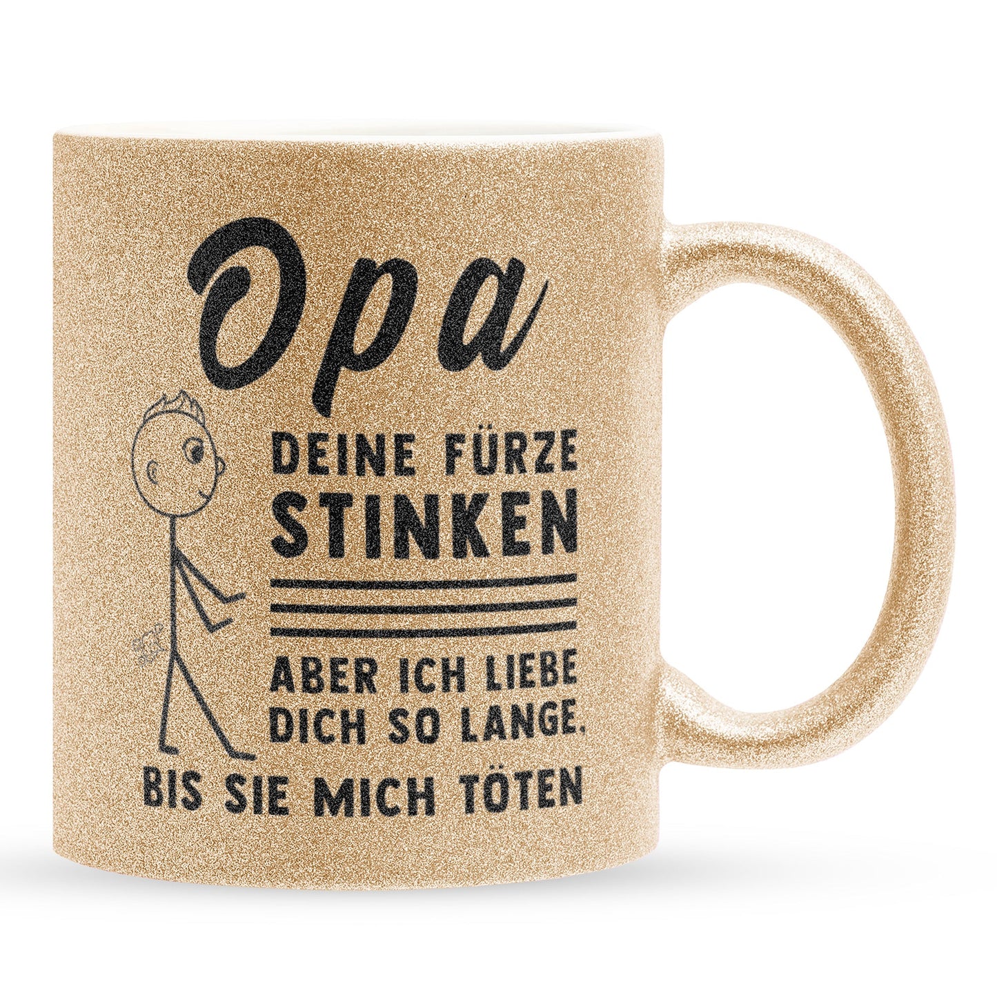22Feels® Opa Geschenk - Glitzertasse mit Spruch (Gold, 320ml)-Glitzertasse Gold 320ml-22Feels