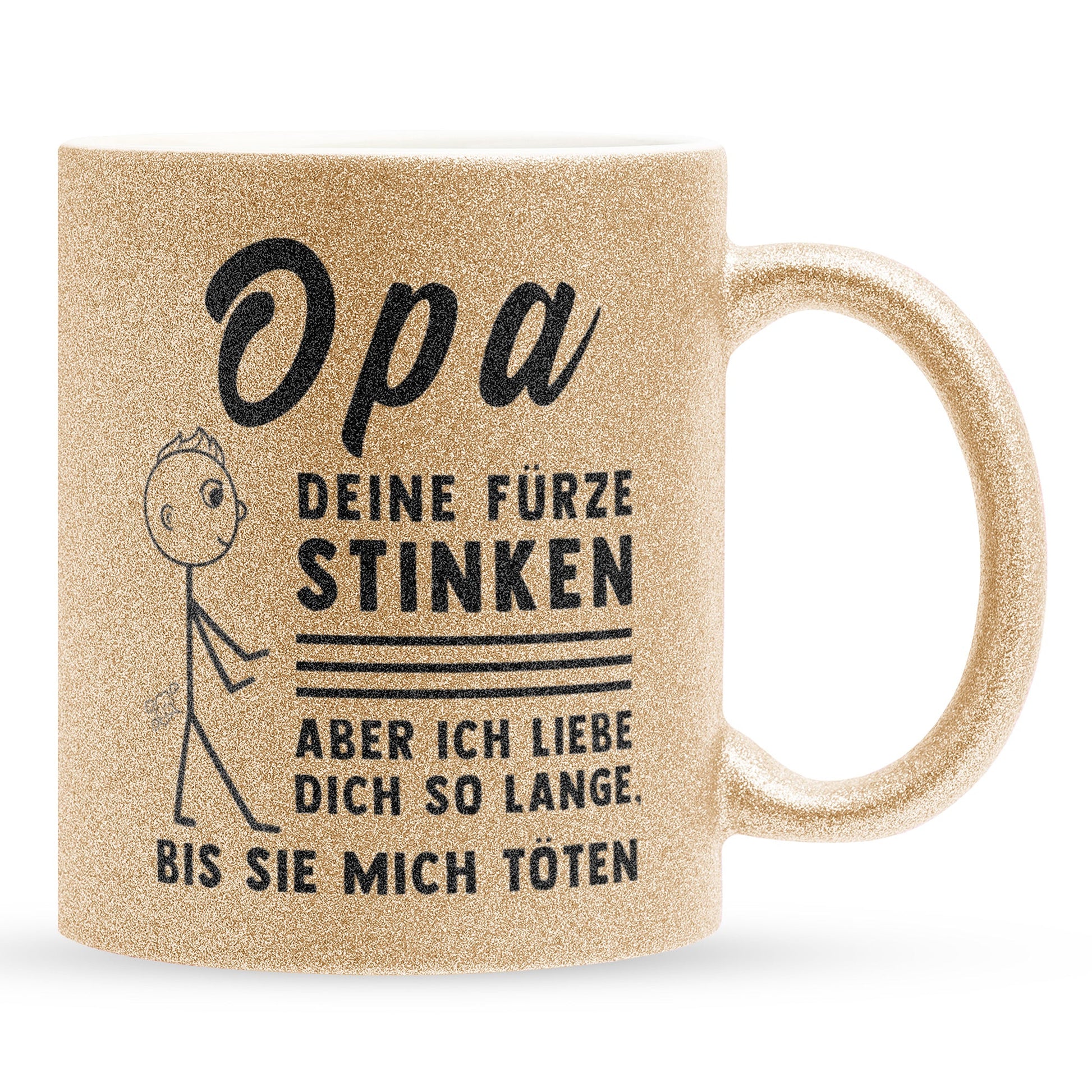 22Feels® Opa Geschenk - Glitzertasse mit Spruch (Gold, 320ml)-Glitzertasse Gold 320ml-22Feels