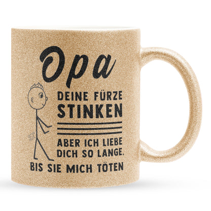 22Feels® Opa Geschenk - Glitzertasse mit Spruch (Gold, 320ml)-Glitzertasse Gold 320ml-22Feels