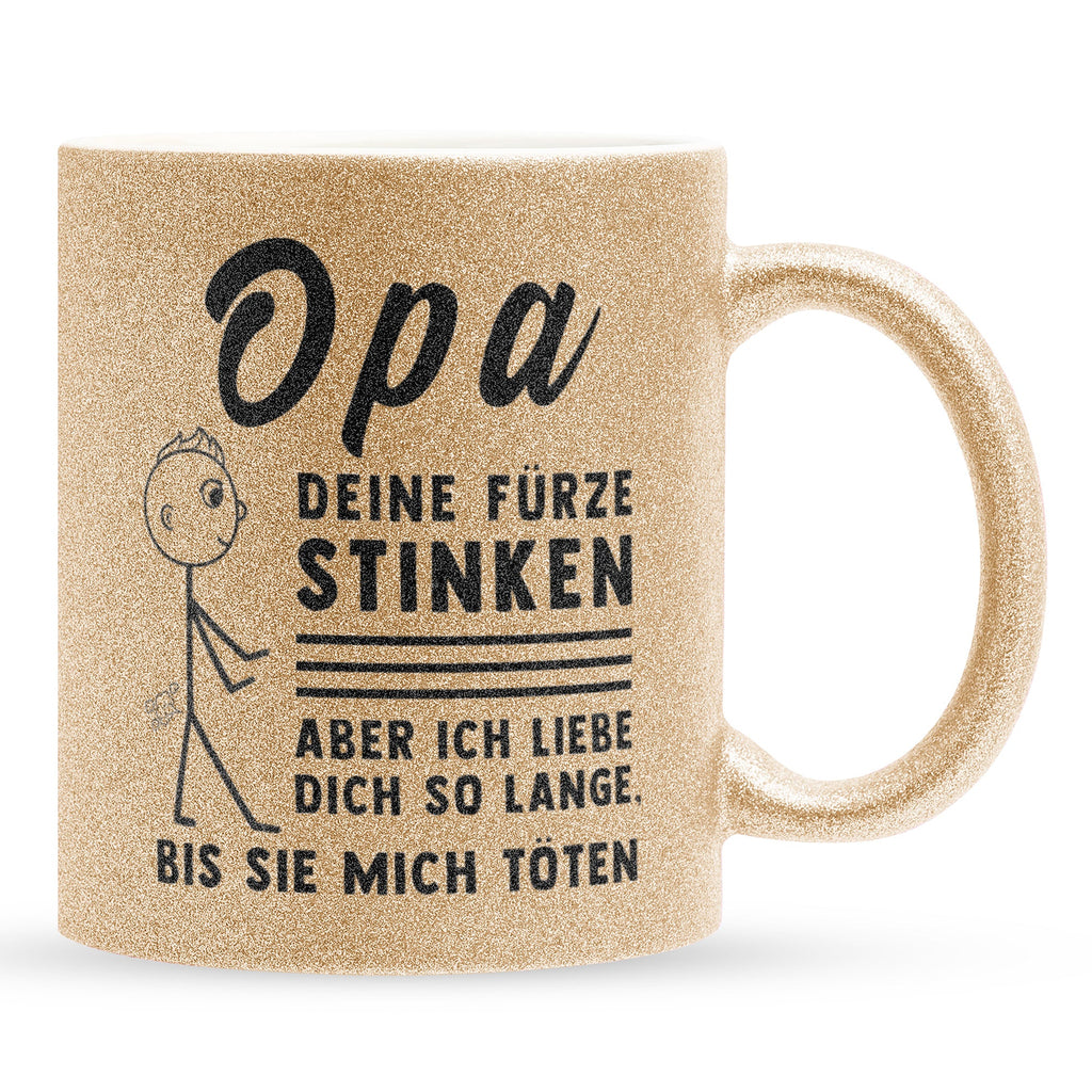 22Feels® Opa Geschenk - Glitzertasse mit Spruch (Gold, 320ml)-Glitzertasse Gold 320ml-22Feels