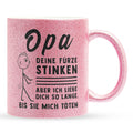 22Feels® Opa Geschenk - Glitzertasse mit Spruch (Pink, 320ml)-Glitzertasse Pink 320ml-22Feels