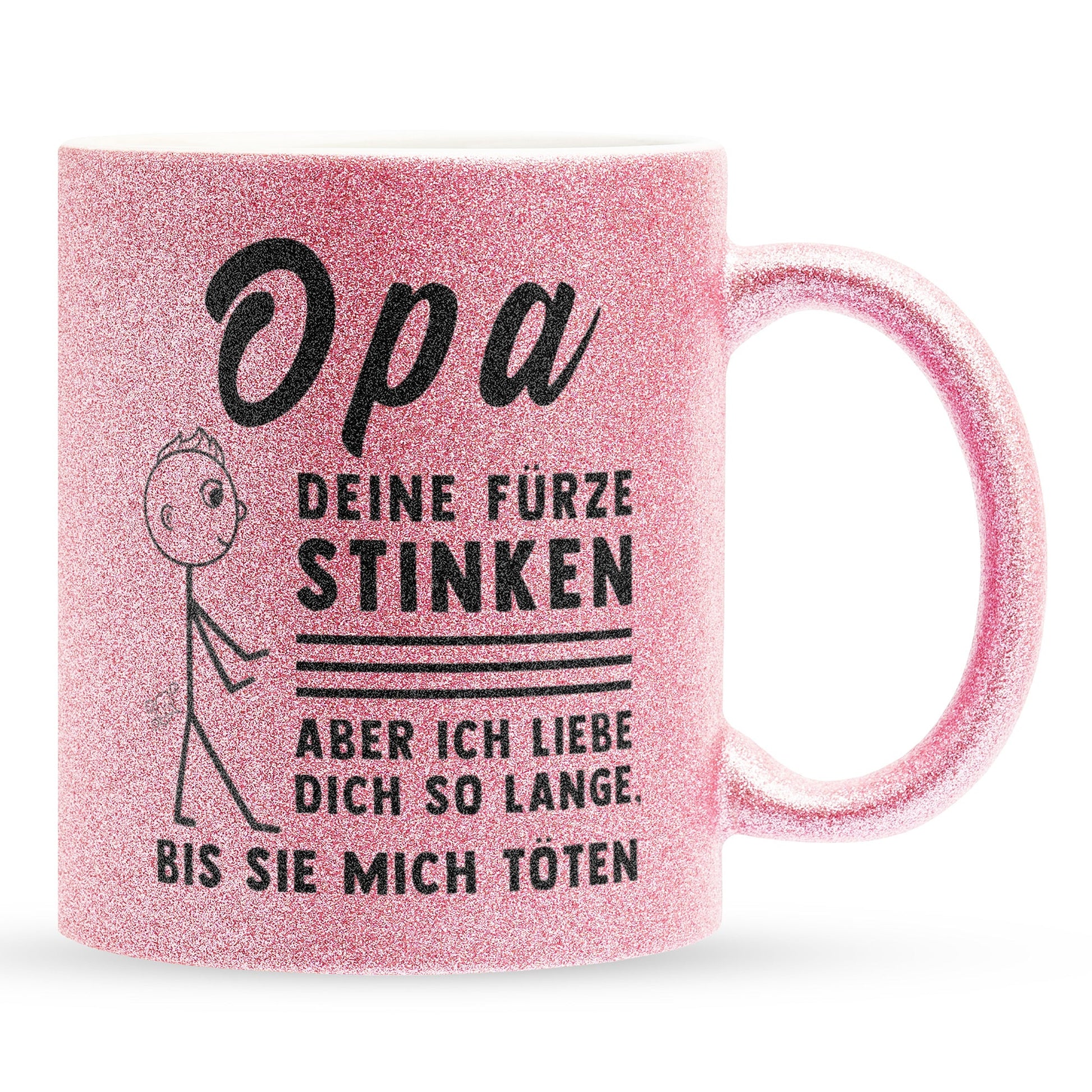 22Feels® Opa Geschenk - Glitzertasse mit Spruch (Pink, 320ml)-Glitzertasse Pink 320ml-22Feels