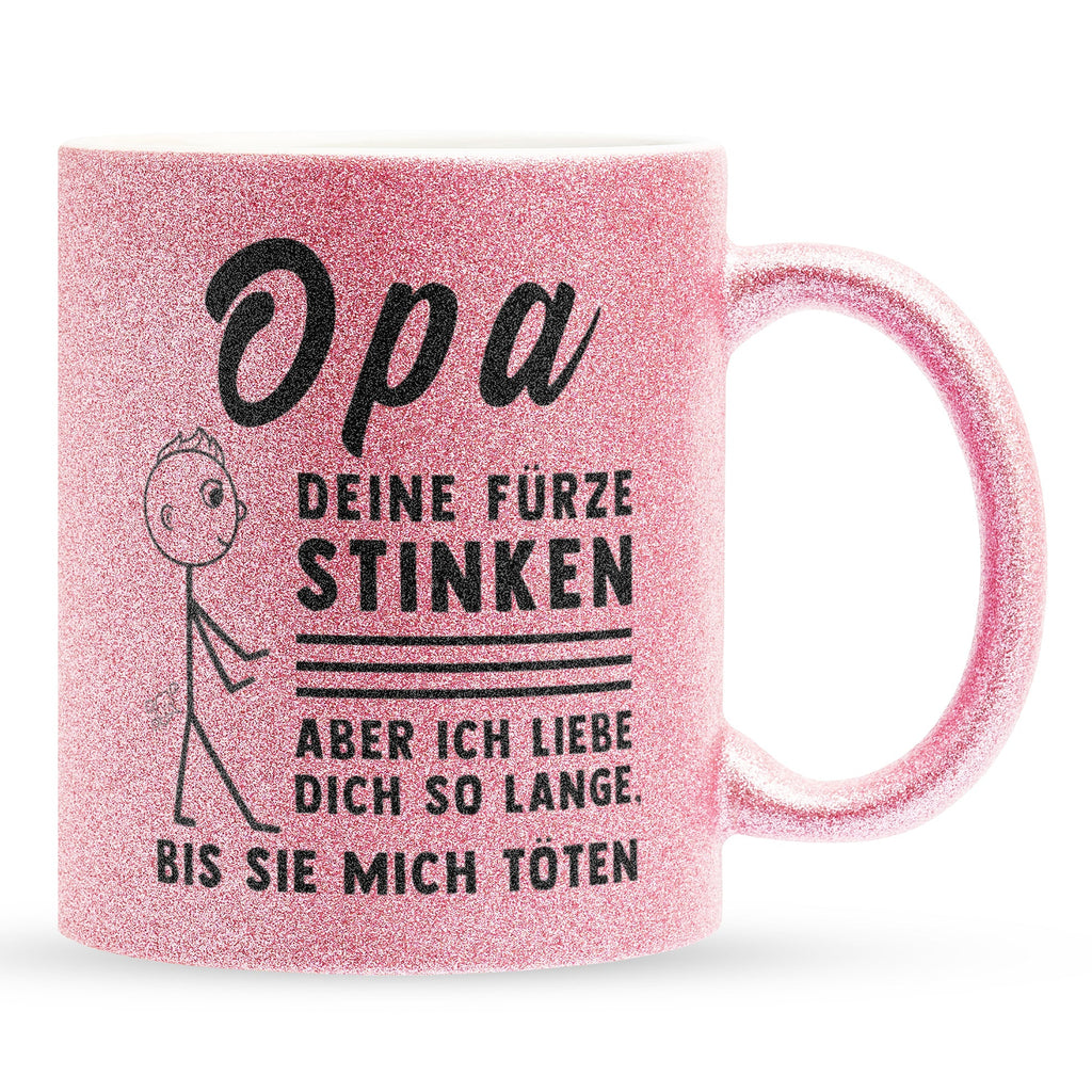 22Feels® Opa Geschenk - Glitzertasse mit Spruch (Pink, 320ml)-Glitzertasse Pink 320ml-22Feels