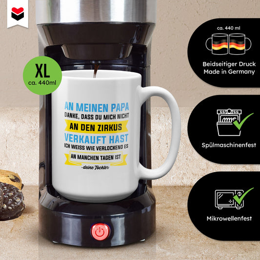 22Feels® Papa Geschenk von Tochter - XL Tasse mit Spruch (Weiss, 440ml)-Weisse XL Tasse 440ml-22Feels