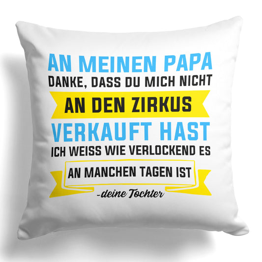 22Feels® Papa Geschenk von der Tochter - Kissen mit Spruch (Weiss 40x40cm)-Kissen Weiss 40x40-22Feels