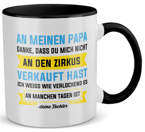 22Feels® Papa Geschenk von Tochter - Tasse mit Spruch (Weiss-Schwarz, 320ml)-TwoTone Tasse Weiss-Schwarz 320ml-22Feels