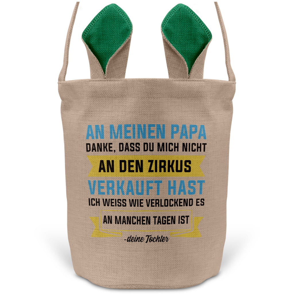 22Feels® Papa Osterkorb von Tochter Vater mit Henkel Ostergeschenk Tragetasche Ostern Deko Osternest Körbchen Hasenohren (Beige/Grün)-Ostern Tragetasche-22Feels