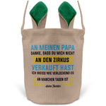 22Feels® Papa Osterkorb von Tochter Vater mit Henkel Ostergeschenk Tragetasche Ostern Deko Osternest Körbchen Hasenohren (Beige/Grün)-Ostern Tragetasche-22Feels