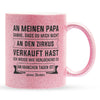 22Feels® Papa Geschenk von Tochter - Glitzertasse mit Spruch (Pink, 320ml)-Glitzertasse Pink 320ml-22Feels