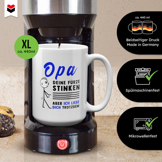 22Feels® Opa Geschenk - XL Tasse mit Spruch (Weiss, 440ml)-Weisse XL Tasse 440ml-22Feels