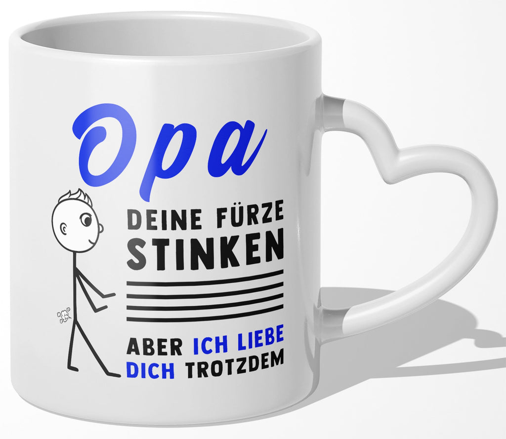 22Feels® Opa Geschenk - Tasse mit Spruch (Herzhenkel, Weiss, 320ml)-Tasse Weiss Herzhenkel 320ml-22Feels