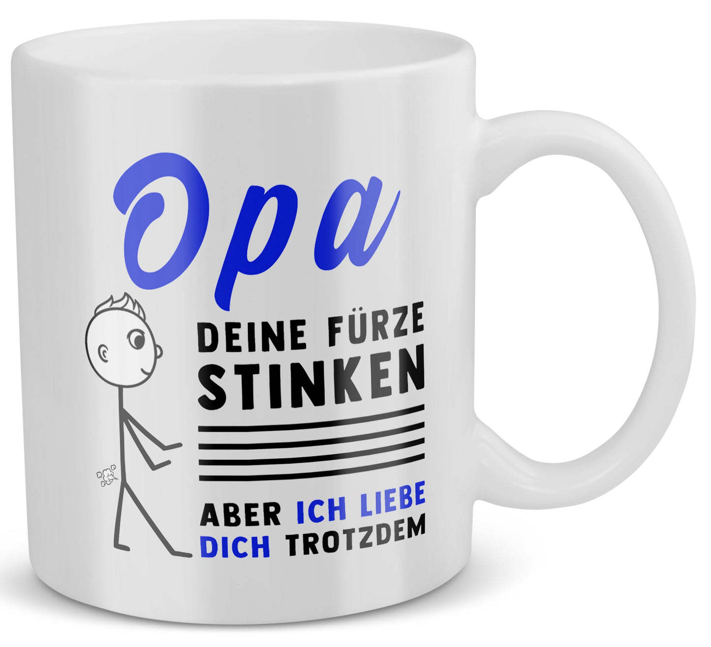 22Feels® ORIGINAL Grossvater Geschenk-Tasse mit Spruch - Opa, Deine Fürze Stinken (Weiss, 320ml)-Weisse Tasse 320ml-22Feels