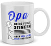 22Feels® ORIGINAL Grossvater Geschenk-Tasse mit Spruch - Opa, Deine Fürze Stinken (Weiss, 320ml)-Weisse Tasse 320ml-22Feels