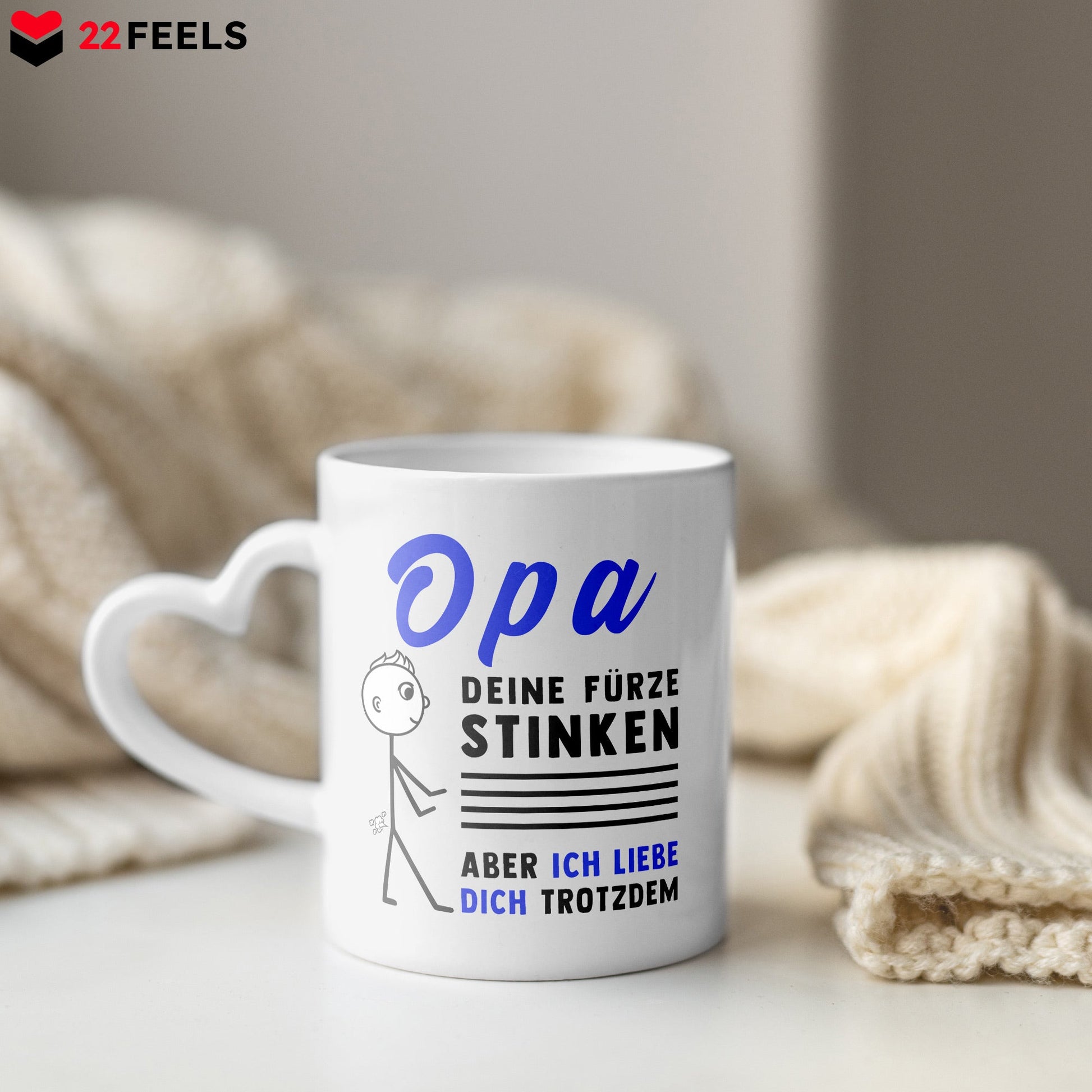 22Feels® Opa Geschenk - Tasse mit Spruch (Herzhenkel, Weiss, 320ml)-Tasse Weiss Herzhenkel 320ml-22Feels