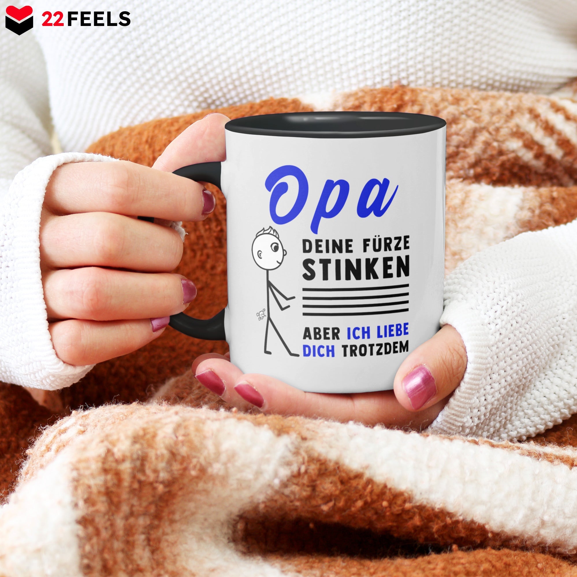 22Feels® Opa Geschenk - Tasse mit Spruch (Weiss-Schwarz, 320ml)-TwoTone Tasse Weiss-Schwarz 320ml-22Feels